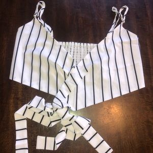 Striped tie crop top